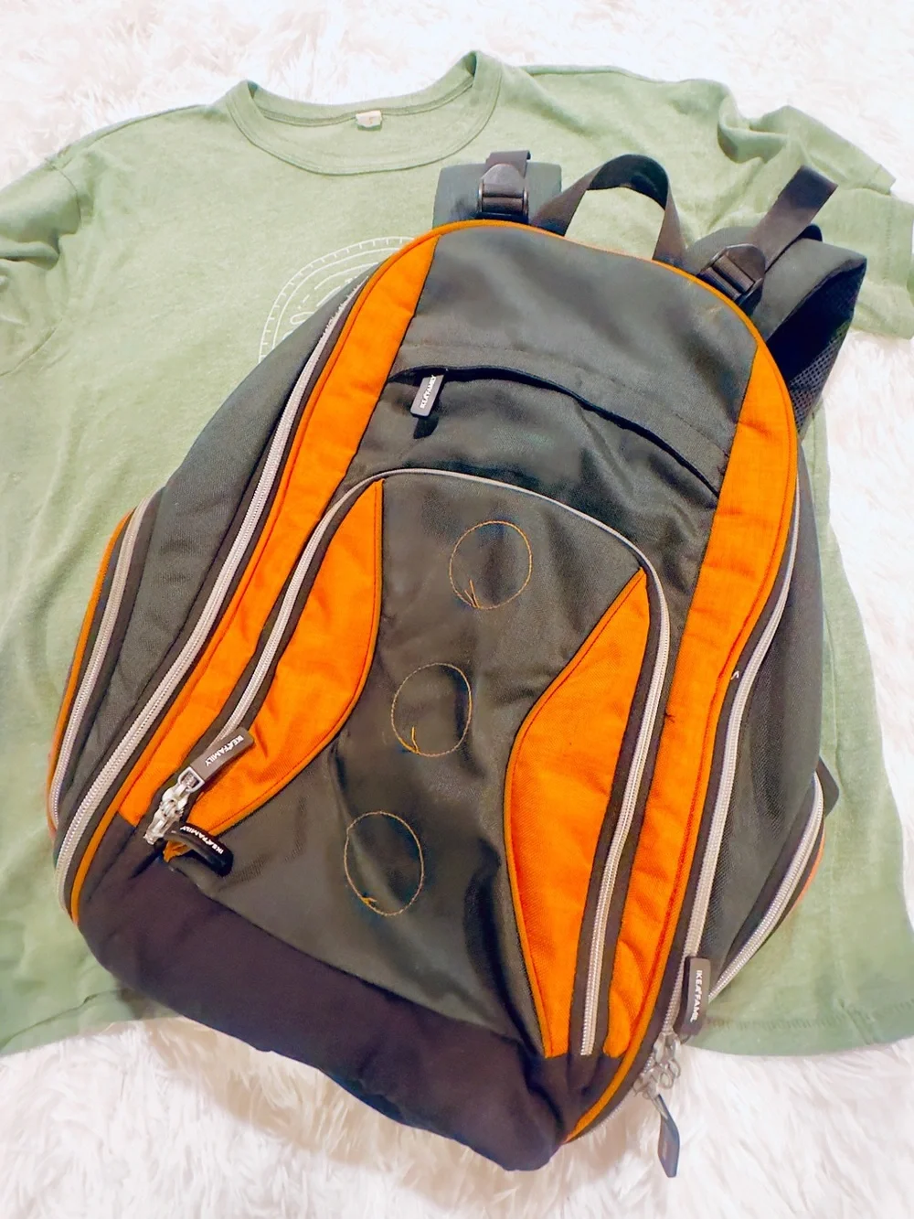 IKEA Family Rugged Lightweight Gray Orange Laptop Backpack w Padded Straps